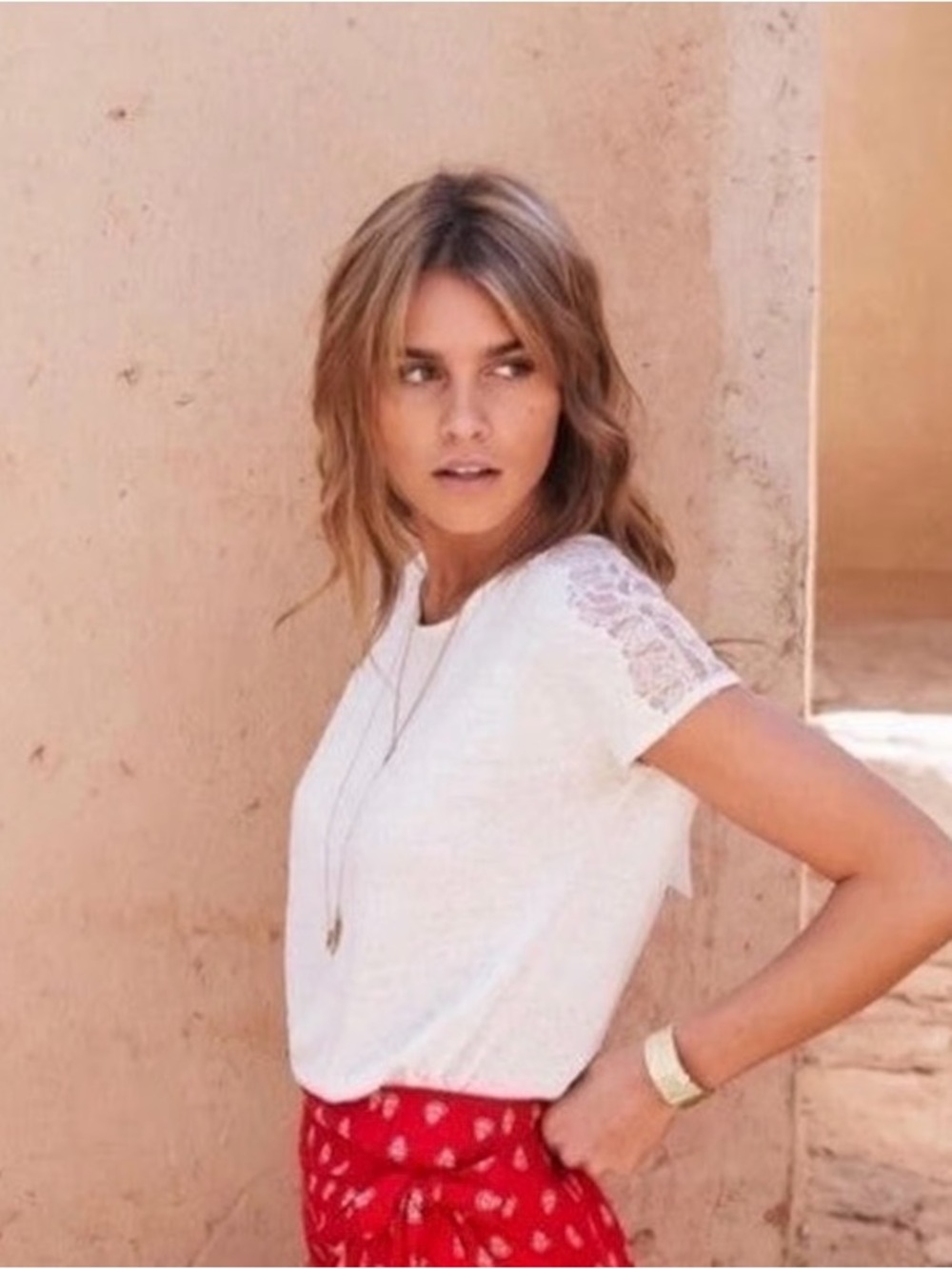 NWT Sézane Livia Blouse Ecru Lace Open Back Bow
- Small